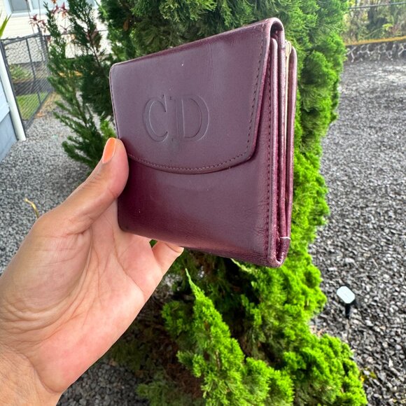 Vintage Christian Dior Bordeaux Red Leather Wallet - Picture 5 of 11